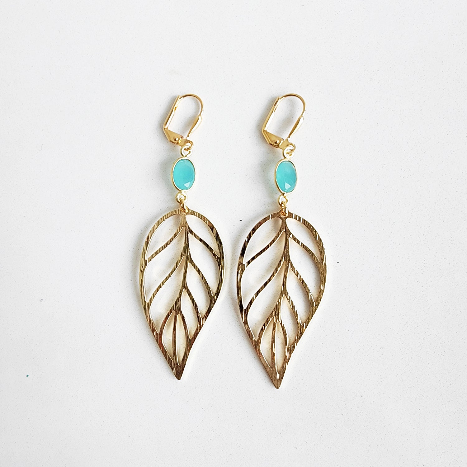 THE DAPHNE Turquoise Ginkgo Leaf Statement Earrings – Soli & Sun